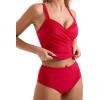 imageSUUKSESS Women Sexy Twist Push Up Tankini Swimsuit Tummy Control Bathing Suits72 Red