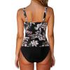 imageSUUKSESS Women Sexy Twist Push Up Tankini Swimsuit Tummy Control Bathing Suits72 Retro Floral Black