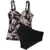 imageSUUKSESS Women Sexy Twist Push Up Tankini Swimsuit Tummy Control Bathing Suits72 Retro Floral Black