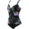 imageSUUKSESS Women Sexy Twist Push Up Tankini Swimsuit Tummy Control Bathing Suits72 Tropical Floral Black