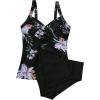 imageSUUKSESS Women Sexy Twist Push Up Tankini Swimsuit Tummy Control Bathing Suits72 Tropical Floral Black