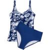 imageSUUKSESS Women Sexy Twist Push Up Tankini Swimsuit Tummy Control Bathing SuitsNavy Blue Floral