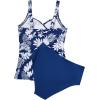 imageSUUKSESS Women Sexy Twist Push Up Tankini Swimsuit Tummy Control Bathing SuitsNavy Blue Floral
