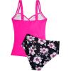 imageSUUKSESS Women Sexy Twist Push Up Tankini Swimsuit Tummy Control Bathing SuitsPink Black Floral