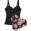 imageSUUKSESS Women Sexy Twist Push Up Tankini Swimsuit Tummy Control Bathing SuitsRetrol Floral Black