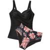 imageSUUKSESS Women Sexy Twist Push Up Tankini Swimsuit Tummy Control Bathing SuitsRetrol Floral Black