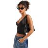 imageSUUKSESS Women Sexy V Neck V Back Tank Top Summer Sleeveless Going Out Double Lined Basic TopsBlack