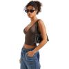imageSUUKSESS Women Sexy V Neck V Back Tank Top Summer Sleeveless Going Out Double Lined Basic TopsBrown