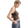 imageSUUKSESS Women Sexy V Neck V Back Tank Top Summer Sleeveless Going Out Double Lined Basic TopsBrown