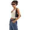 imageSUUKSESS Women Sexy V Neck V Back Tank Top Summer Sleeveless Going Out Double Lined Basic TopsCream White