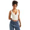 imageSUUKSESS Women Sexy V Neck V Back Tank Top Summer Sleeveless Going Out Double Lined Basic TopsCream White