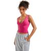 imageSUUKSESS Women Sexy V Neck V Back Tank Top Summer Sleeveless Going Out Double Lined Basic TopsHot Pink