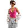 imageSUUKSESS Women Sexy V Neck V Back Tank Top Summer Sleeveless Going Out Double Lined Basic TopsHot Pink
