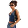 imageSUUKSESS Women Sexy V Neck V Back Tank Top Summer Sleeveless Going Out Double Lined Basic TopsNavy Blue