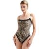 imageSUUKSESS Women Square Neck Lace Bodysuit Sleeveless Spaghetti Strap Tank TopCheetah Print