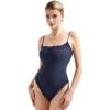 imageSUUKSESS Women Square Neck Lace Bodysuit Sleeveless Spaghetti Strap Tank TopNavy Blue
