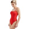 imageSUUKSESS Women Square Neck Lace Bodysuit Sleeveless Spaghetti Strap Tank TopRed
