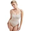 imageSUUKSESS Women Square Neck Lace Bodysuit Sleeveless Spaghetti Strap Tank TopStone
