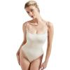 imageSUUKSESS Women Square Neck Lace Bodysuit Sleeveless Spaghetti Strap Tank TopWhite