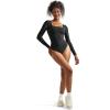 imageSUUKSESS Women Square Neck Long Sleeve Bodysuit Sexy Thong Bodysuit Shirts01 Black
