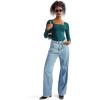 imageSUUKSESS Women Square Neck Long Sleeve Bodysuit Sexy Thong Bodysuit Shirts01 Peacock Blue