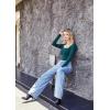 imageSUUKSESS Women Square Neck Long Sleeve Bodysuit Sexy Thong Bodysuit Shirts01 Peacock Blue
