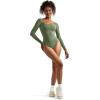 imageSUUKSESS Women Square Neck Long Sleeve Bodysuit Sexy Thong Bodysuit Shirts02 Army Green