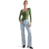 imageSUUKSESS Women Square Neck Long Sleeve Bodysuit Sexy Thong Bodysuit Shirts02 Army Green