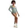 imageSUUKSESS Women Square Neck Long Sleeve Bodysuit Sexy Thong Bodysuit ShirtsCrab Green