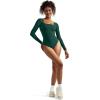 imageSUUKSESS Women Square Neck Long Sleeve Bodysuit Sexy Thong Bodysuit ShirtsDark Green