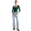 imageSUUKSESS Women Square Neck Long Sleeve Bodysuit Sexy Thong Bodysuit ShirtsDark Green