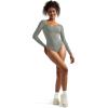 imageSUUKSESS Women Square Neck Long Sleeve Bodysuit Sexy Thong Bodysuit ShirtsLight Gray