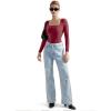 imageSUUKSESS Women Square Neck Long Sleeve Bodysuit Sexy Thong Bodysuit ShirtsMaroon