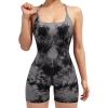 imageSUUKSESS Women Strappy Romper Seamless Jumpsuit Tummy Control Padded Sports Bra11 Black Tie Dye