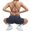 imageSUUKSESS Women Strappy Romper Seamless Jumpsuit Tummy Control Padded Sports Bra11 Blue