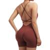 imageSUUKSESS Women Strappy Romper Seamless Jumpsuit Tummy Control Padded Sports Bra11 Cappuccino