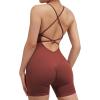 imageSUUKSESS Women Strappy Romper Seamless Jumpsuit Tummy Control Padded Sports Bra11 Cappuccino