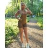 imageSUUKSESS Women Strappy Romper Seamless Jumpsuit Tummy Control Padded Sports Bra11 Dark Coffee