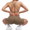 imageSUUKSESS Women Strappy Romper Seamless Jumpsuit Tummy Control Padded Sports Bra11 Dark Coffee