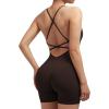 imageSUUKSESS Women Strappy Romper Seamless Jumpsuit Tummy Control Padded Sports Bra11 Deep Brown