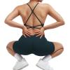 imageSUUKSESS Women Strappy Romper Seamless Jumpsuit Tummy Control Padded Sports Bra11 Deep Green