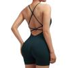 imageSUUKSESS Women Strappy Romper Seamless Jumpsuit Tummy Control Padded Sports Bra11 Deep Green