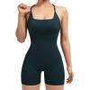 imageSUUKSESS Women Strappy Romper Seamless Jumpsuit Tummy Control Padded Sports Bra11 Deep Green