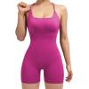 imageSUUKSESS Women Strappy Romper Seamless Jumpsuit Tummy Control Padded Sports Bra11 Hot Pink