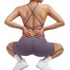 imageSUUKSESS Women Strappy Romper Seamless Jumpsuit Tummy Control Padded Sports Bra11 Purple