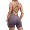 imageSUUKSESS Women Strappy Romper Seamless Jumpsuit Tummy Control Padded Sports Bra11 Purple