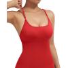 imageSUUKSESS Women Strappy Romper Seamless Jumpsuit Tummy Control Padded Sports Bra11 Red