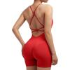 imageSUUKSESS Women Strappy Romper Seamless Jumpsuit Tummy Control Padded Sports Bra11 Red