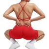 imageSUUKSESS Women Strappy Romper Seamless Jumpsuit Tummy Control Padded Sports Bra11 Red
