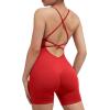 imageSUUKSESS Women Strappy Romper Seamless Jumpsuit Tummy Control Padded Sports Bra11 Red